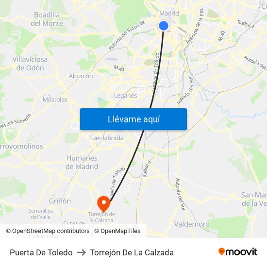 Puerta De Toledo to Torrejón De La Calzada map