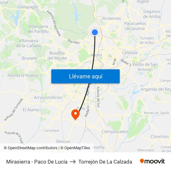Mirasierra - Paco De Lucía to Torrejón De La Calzada map