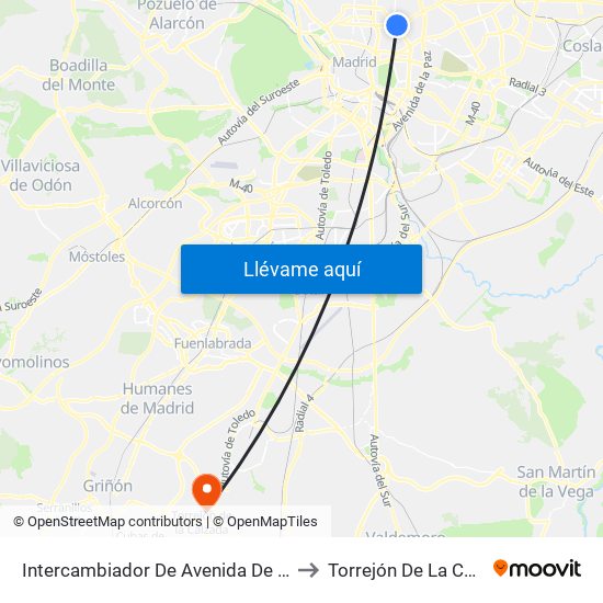 Intercambiador De Avenida De América to Torrejón De La Calzada map