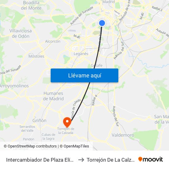 Intercambiador De Plaza Elíptica to Torrejón De La Calzada map