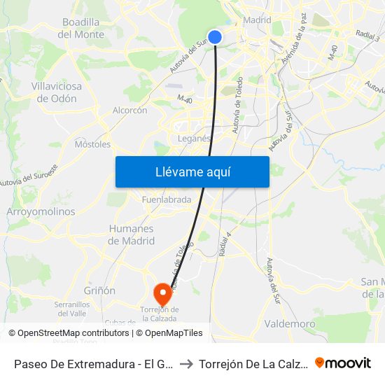 Paseo De Extremadura - El Greco to Torrejón De La Calzada map