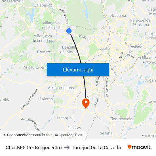 Ctra. M-505 - Burgocentro to Torrejón De La Calzada map