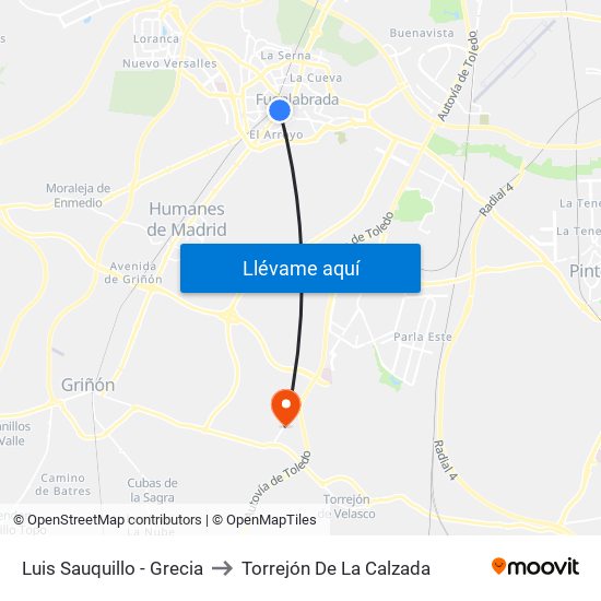 Luis Sauquillo - Grecia to Torrejón De La Calzada map