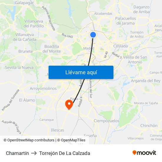 Chamartín to Torrejón De La Calzada map