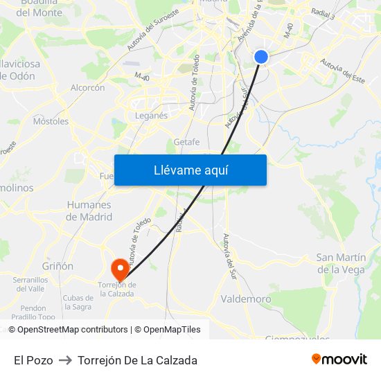 El Pozo to Torrejón De La Calzada map