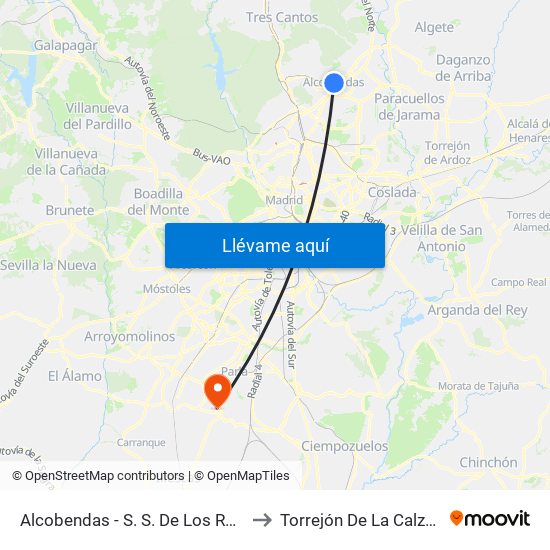 Alcobendas - S. S. De Los Reyes to Torrejón De La Calzada map