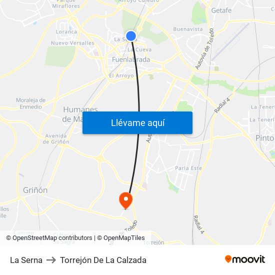 La Serna to Torrejón De La Calzada map