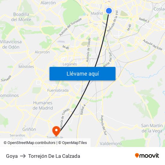 Goya to Torrejón De La Calzada map