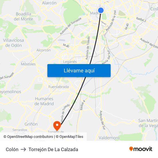 Colón to Torrejón De La Calzada map