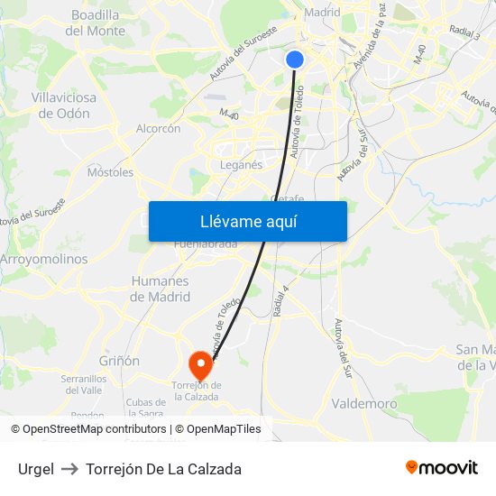 Urgel to Torrejón De La Calzada map