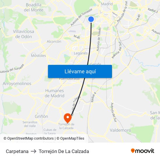 Carpetana to Torrejón De La Calzada map