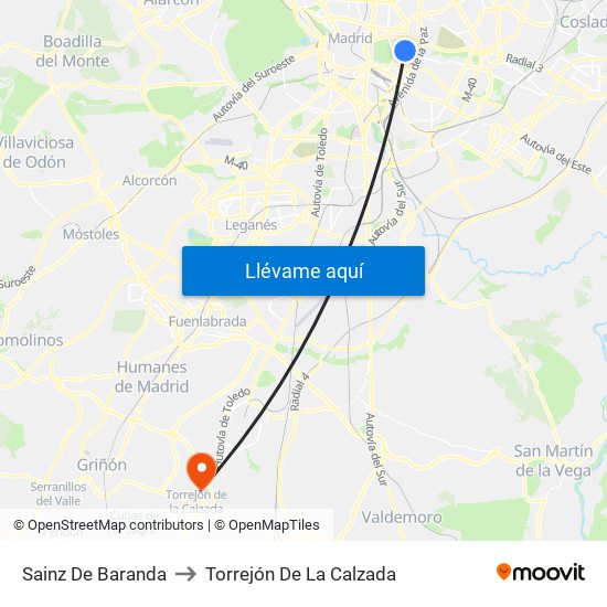 Sainz De Baranda to Torrejón De La Calzada map