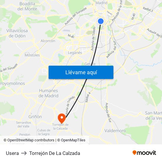 Usera to Torrejón De La Calzada map