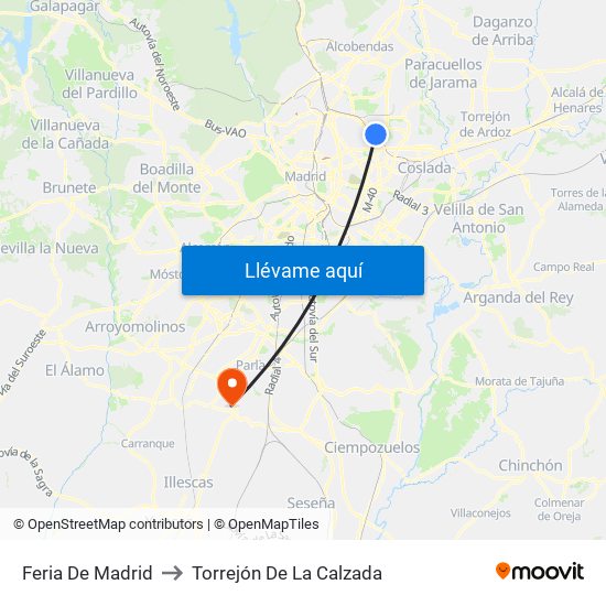 Feria De Madrid to Torrejón De La Calzada map