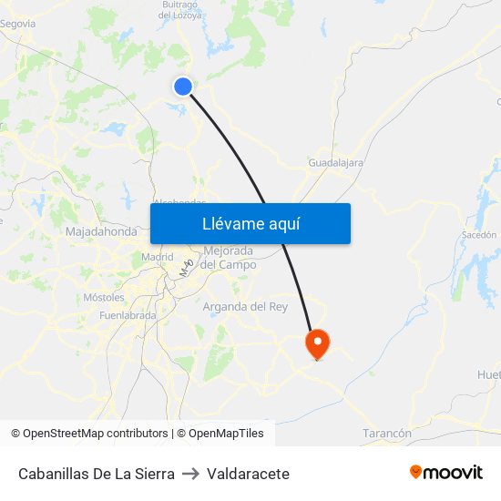 Cabanillas De La Sierra to Valdaracete map