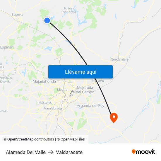 Alameda Del Valle to Valdaracete map
