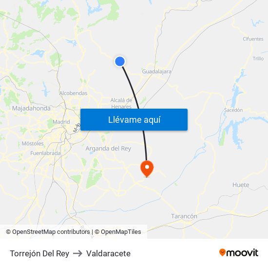 Torrejón Del Rey to Valdaracete map