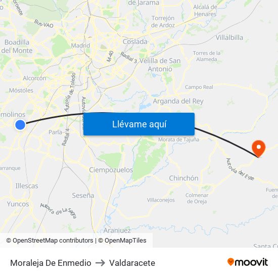 Moraleja De Enmedio to Valdaracete map