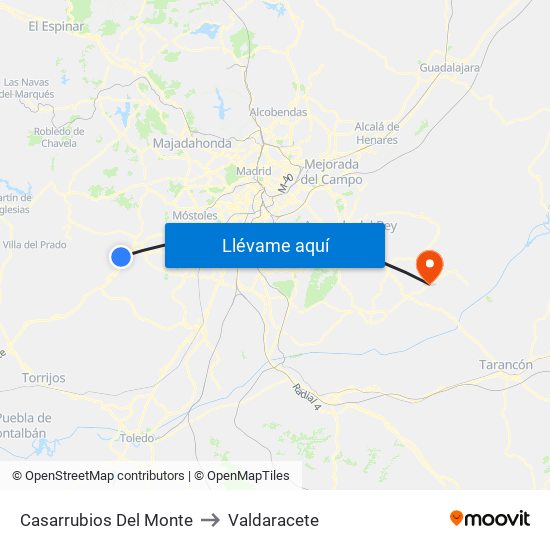 Casarrubios Del Monte to Valdaracete map