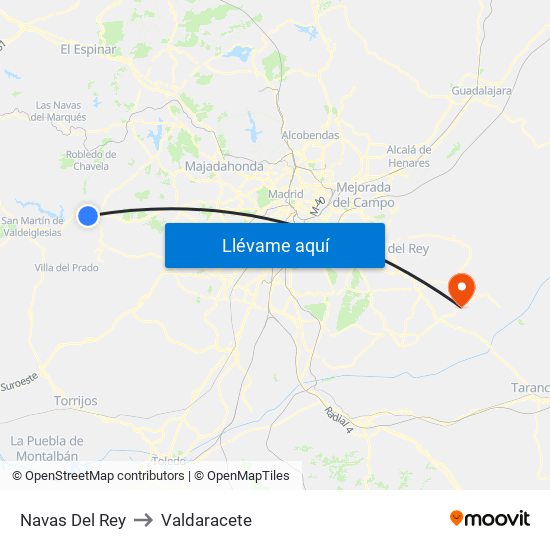 Navas Del Rey to Valdaracete map