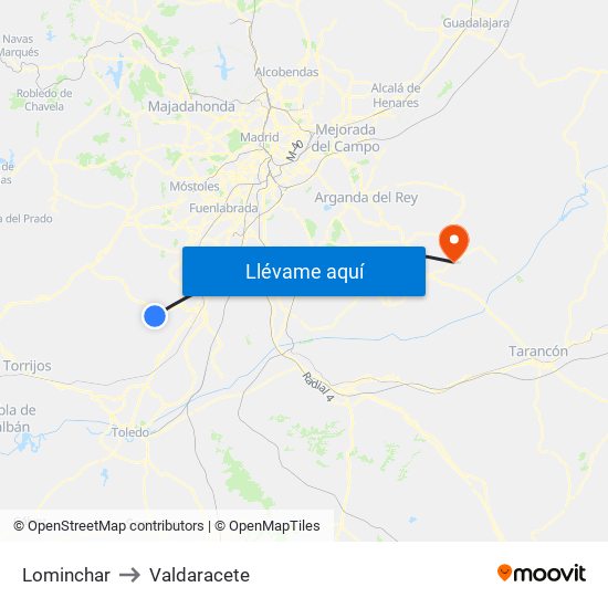 Lominchar to Valdaracete map