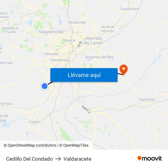 Cedillo Del Condado to Valdaracete map