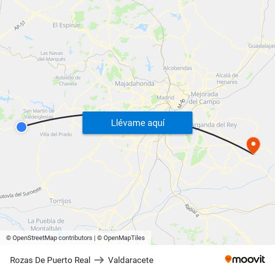 Rozas De Puerto Real to Valdaracete map