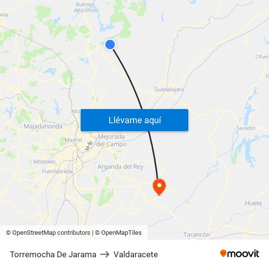 Torremocha De Jarama to Valdaracete map
