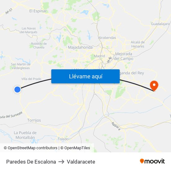 Paredes De Escalona to Valdaracete map