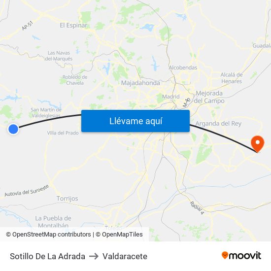 Sotillo De La Adrada to Valdaracete map