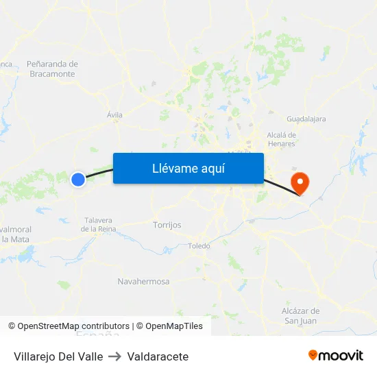 Villarejo Del Valle to Valdaracete map