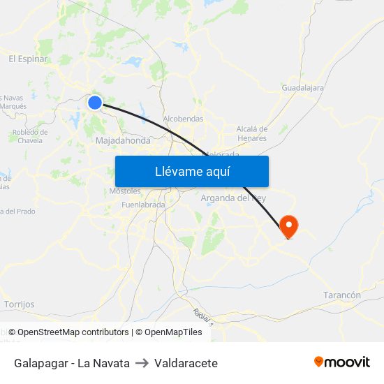 Galapagar - La Navata to Valdaracete map