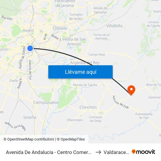 Avenida De Andalucía - Centro Comercial to Valdaracete map