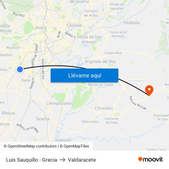 Luis Sauquillo - Grecia to Valdaracete map