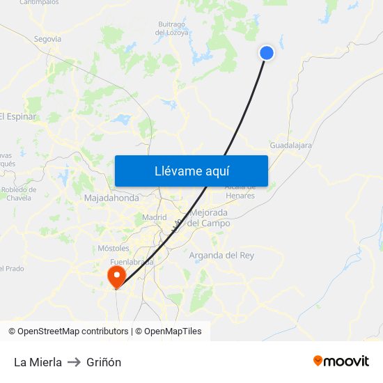 La Mierla to Griñón map