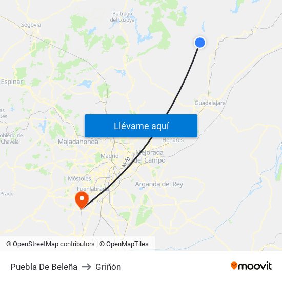 Puebla De Beleña to Griñón map