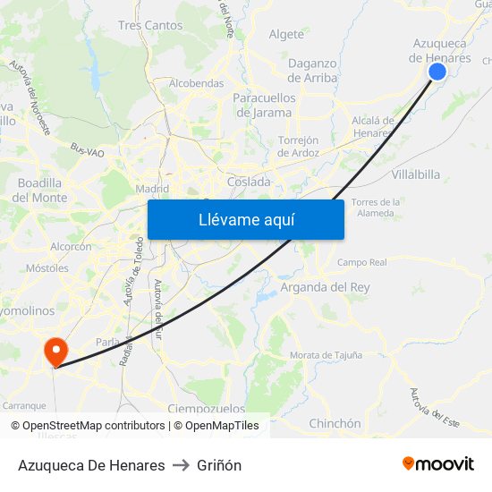 Azuqueca De Henares to Griñón map