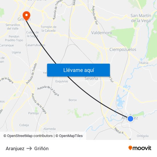 Aranjuez to Griñón map