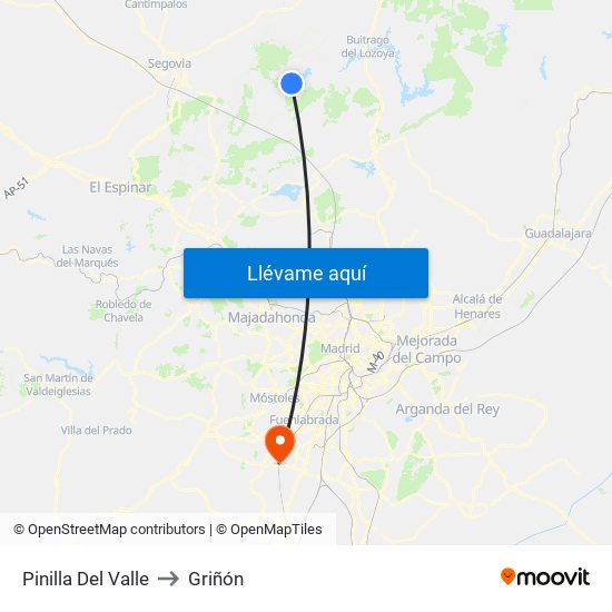 Pinilla Del Valle to Griñón map