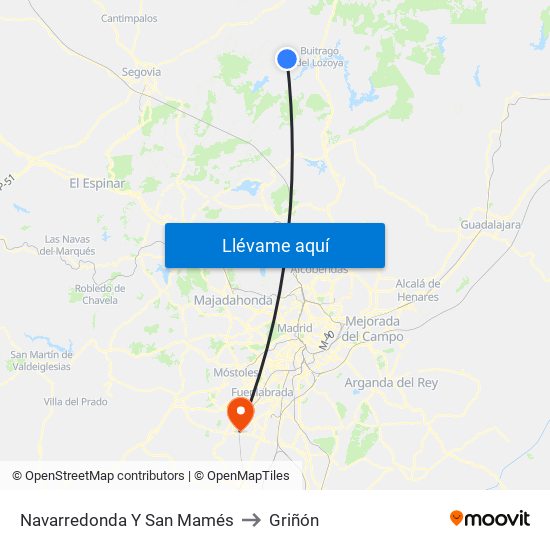 Navarredonda Y San Mamés to Griñón map