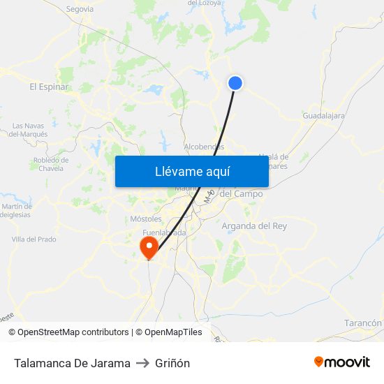 Talamanca De Jarama to Griñón map