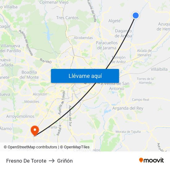 Fresno De Torote to Griñón map