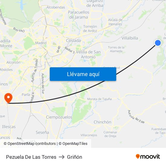 Pezuela De Las Torres to Griñón map
