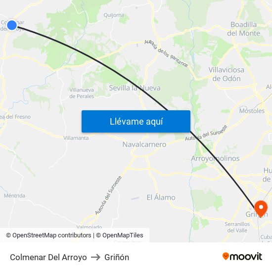 Colmenar Del Arroyo to Griñón map