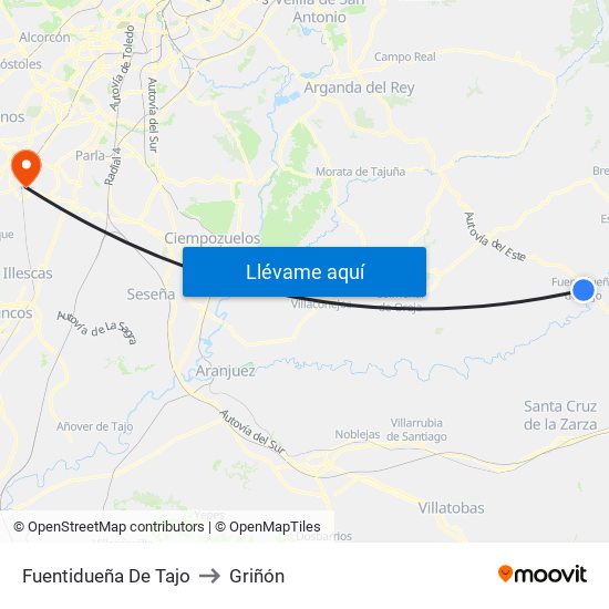 Fuentidueña De Tajo to Griñón map