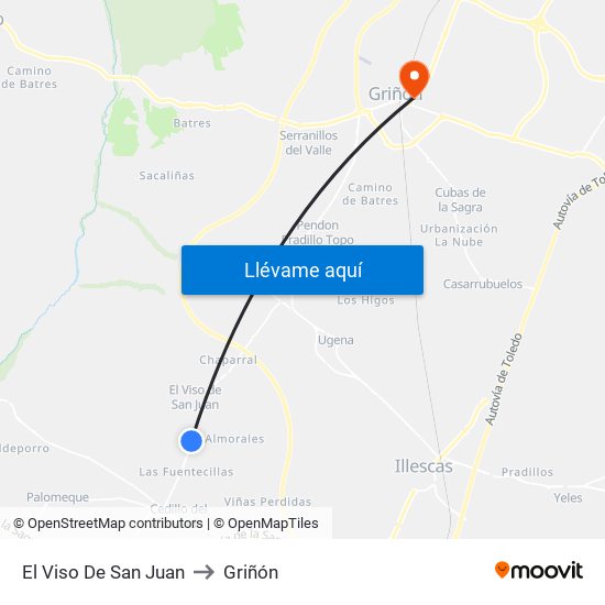 El Viso De San Juan to Griñón map