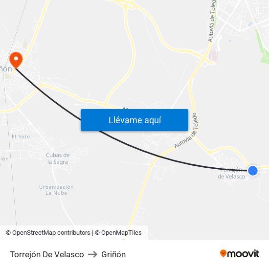 Torrejón De Velasco to Griñón map
