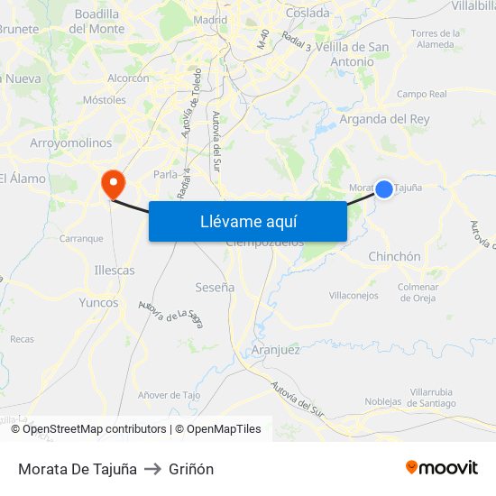 Morata De Tajuña to Griñón map