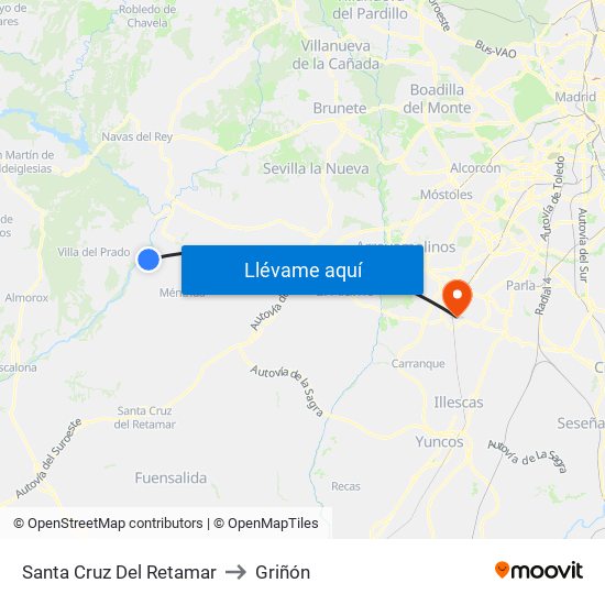 Santa Cruz Del Retamar to Griñón map