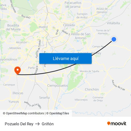 Pozuelo Del Rey to Griñón map